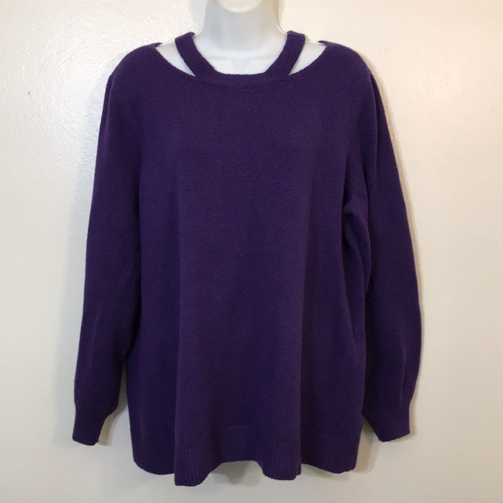 Jason Wu Plum Knit Sweater – Size L – Modern Cutout Neckline